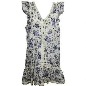 Lucky Women's Ivory & Navy Cotton/Rayon Floral Lined Sundress